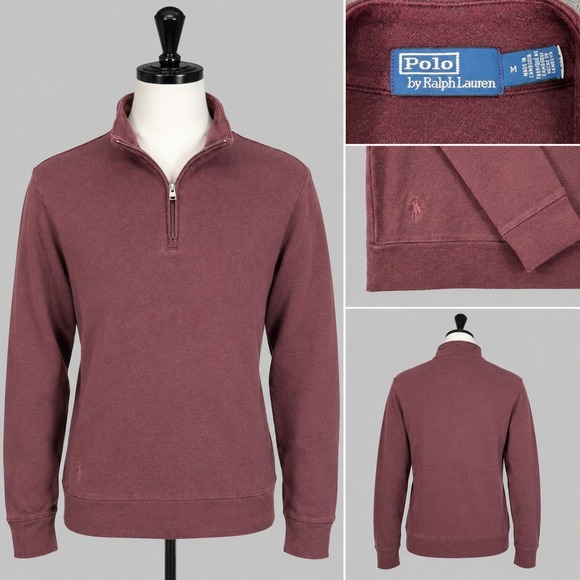 Polo Ralph Lauren Other - Polo Ralph Lauren Men's M Quarter Zip Pullover Sweater Burgundy Cotton Rayon